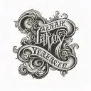 last name written vertically tattoo design idea