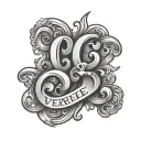 last name written vertically tattoo design idea