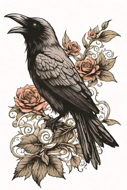 raven tattoo design idea