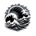 three waves sun tattoo design idea