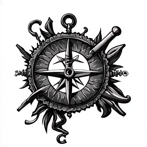 JEM w anchor and compass tattoo design idea