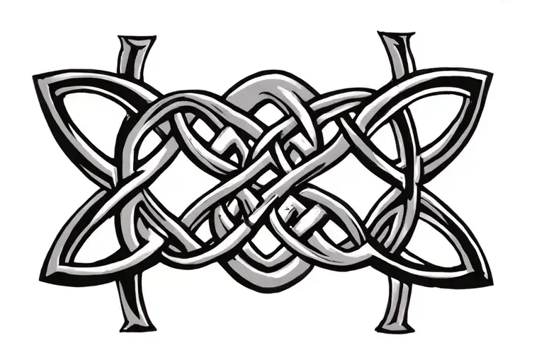 Celtic knotwork father son symbol on leg tattoo design idea