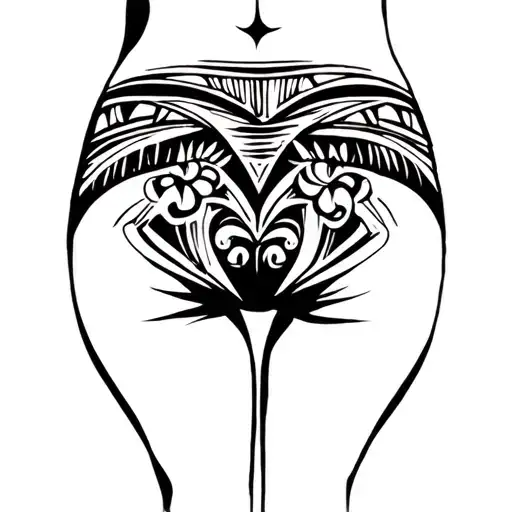 Polynesian buttocks tattoo design idea