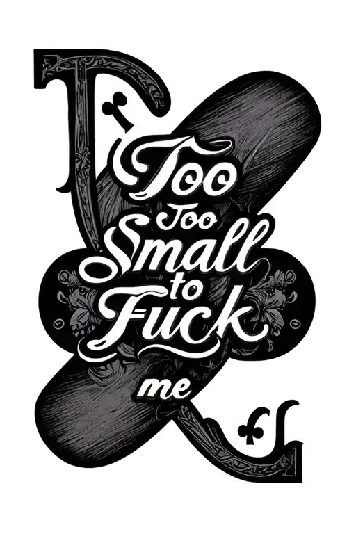 "Too Small to Fuck me" hot wife with cuckold spades bbc tattoo design idea