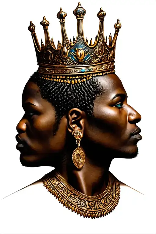 African being with crown and ahnk staff tattoo design idea