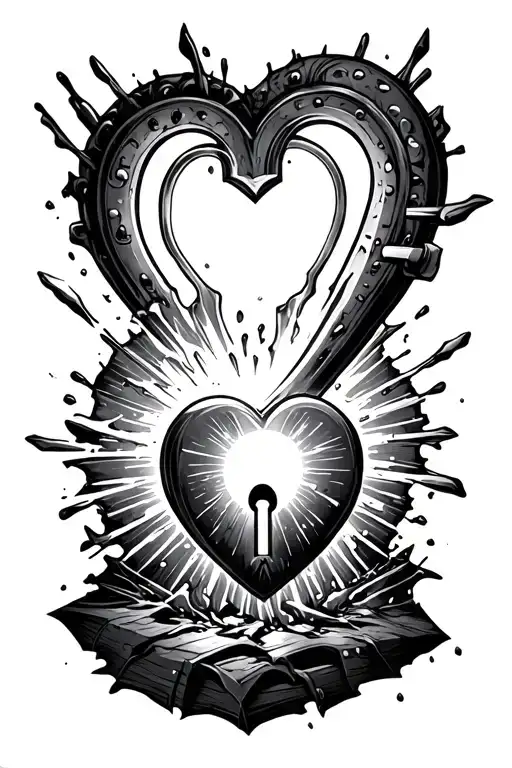 A glowing light breaking out from a heart-shaped lock — symbolizing talents finally being set free. tattoo design idea