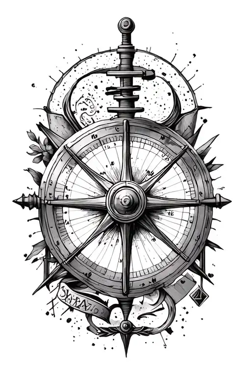 sextant navigation tattoo design idea