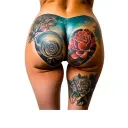 Buttocks tattoo design idea