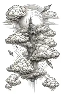 icated falling among the clouds tattoo design idea