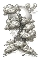 icated falling among the clouds tattoo design idea