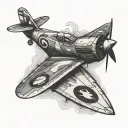 paper plane with shadow of spitfire with shadow of fighter plane tattoo design idea