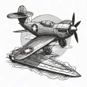 paper plane with shadow of spitfire with shadow of fighter plane tattoo design idea