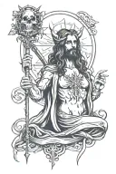 jesus christ,devil,sexy woman,music,skull,blood tattoo design idea