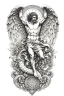 angel falling, Greek god, Greek mythology, growth, scales tattoo design idea