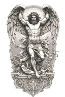 angel falling, Greek god, Greek mythology, growth, scales tattoo design idea