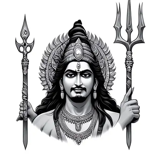 hindu god, trident, Shri Ram  tattoo design idea