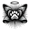 bow with a paw print centre with halo on top tattoo design idea