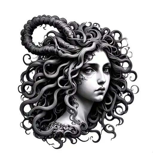 beautiful medusa tatoo design for spine tattoo design idea