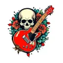 Skull with guitar  tattoo design idea