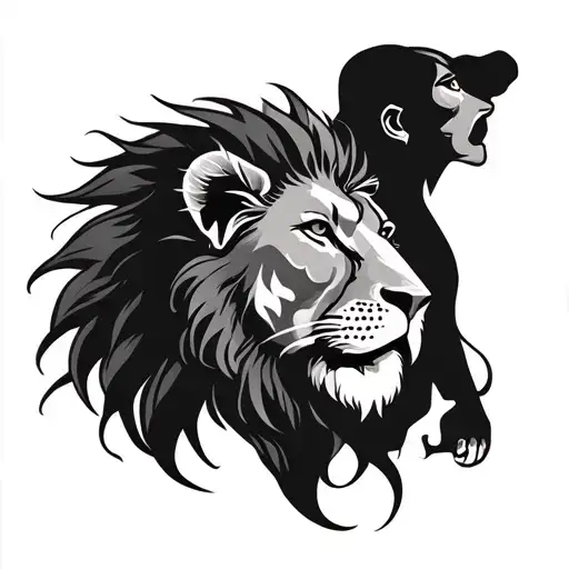 father and son, father is libra zodiac, son is a lion tattoo design idea