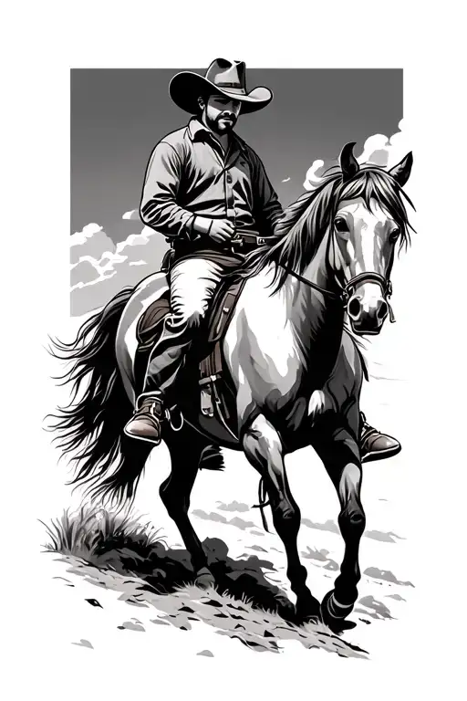 cowboy riding a horse tattoo design idea