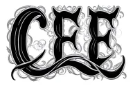 c e letters cursive writing tattoo design idea