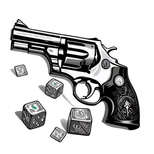 64 lincoln money gun and dice tattoo design idea
