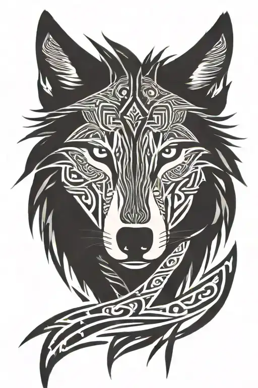 wolf looking straight  tattoo design idea