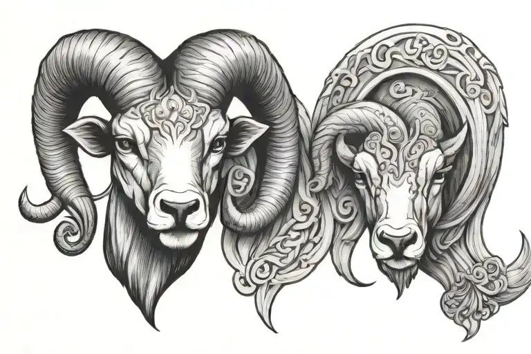 Aries Taurus tattoo design idea