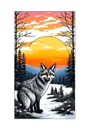 fox trees colors sunset tattoo design idea