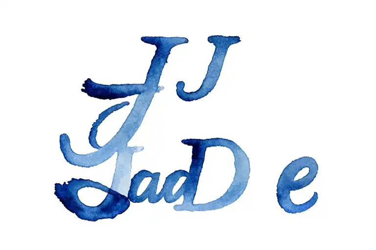 Words Jade the blue j the black d and the gray e tattoo design idea