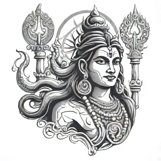 Lord Shiva along with Kali Mata Rani tattoo design idea