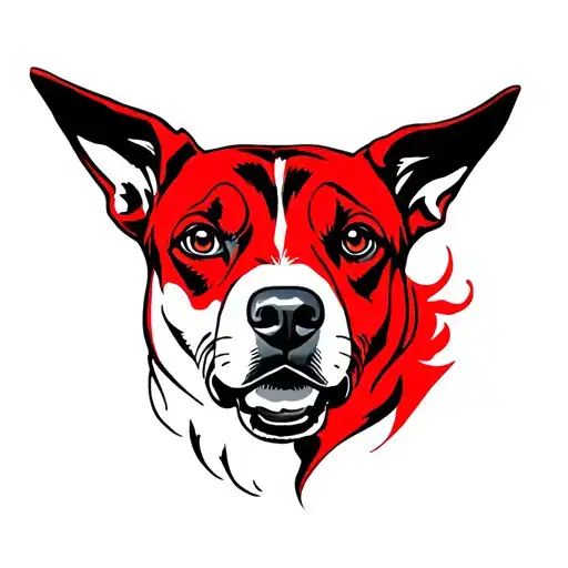 Red Healers Dog Face tattoo design idea