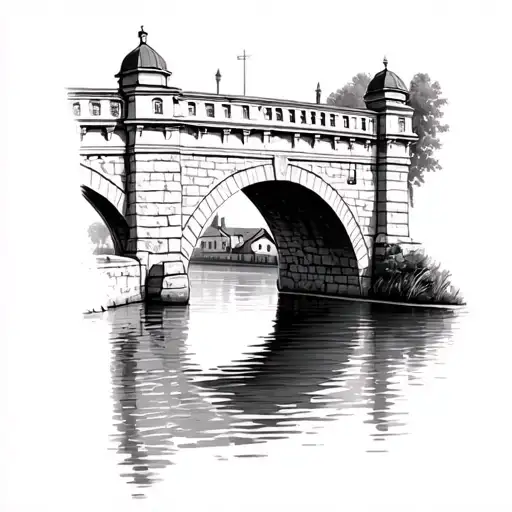 stone bridge on river Ibar in city Raska, Serbia tattoo design idea