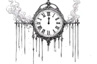 smoke clock jail bars  time waits for no one tattoo design idea