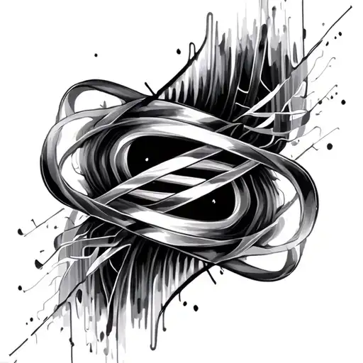 aurora ribbons, artistic transculent soundwaves, vortex melt, DNA, life, music soundwaves tattoo design idea