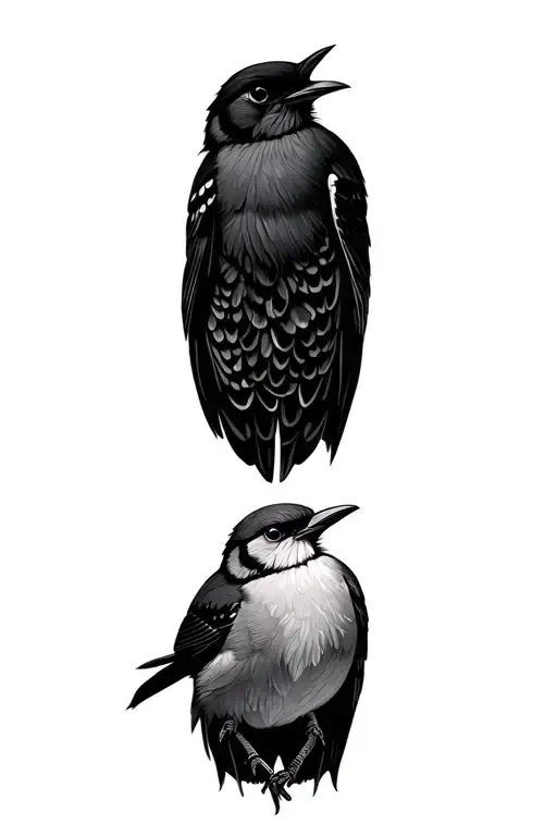 two cuckoo birds tattoo design idea
