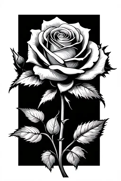 a rose with party never ends as the stem and 999 behind it tattoo design idea