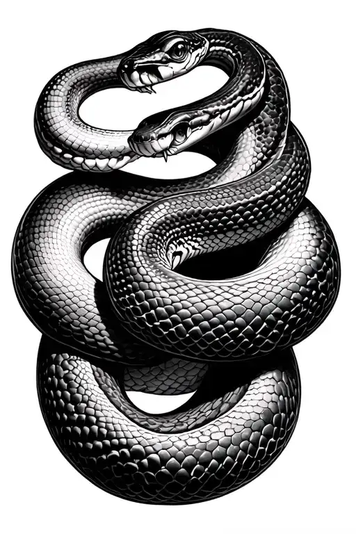 black thin snake coiled python bites tattoo design idea
