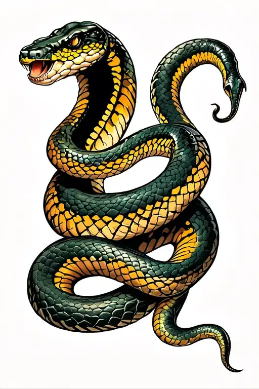 a snake wrapped around my arm with the head on the back of my hand and the tail by my shoulder tattoo design idea
