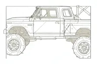 A sketch of a rugged truck with a subtle cross pattern on the body, reflecting your rowdy yet god fearing nature tattoo design idea