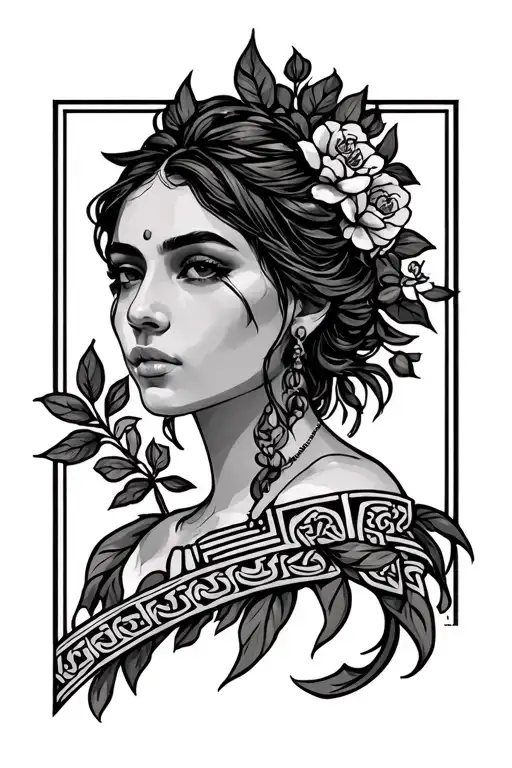 neo trad tattoo with Greek style tattoo design idea