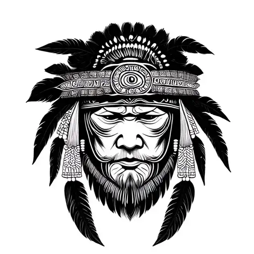 Hmong shamans may wear a black or red cloth over their face while in a trance no feathers tattoo design idea