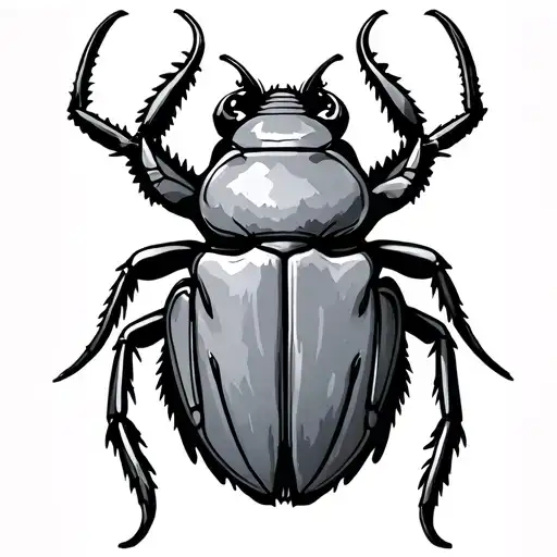 tattoo on hand: realistic scarab old school line on the right hand taking part of the fingers and thumb as well tattoo design idea