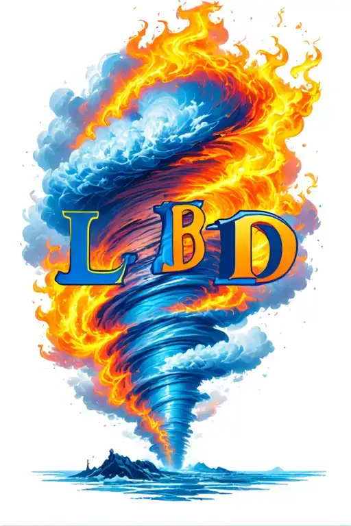 tornado made from Fire and Water originating from heaven with the letters Lb and D incorporated  tattoo design idea