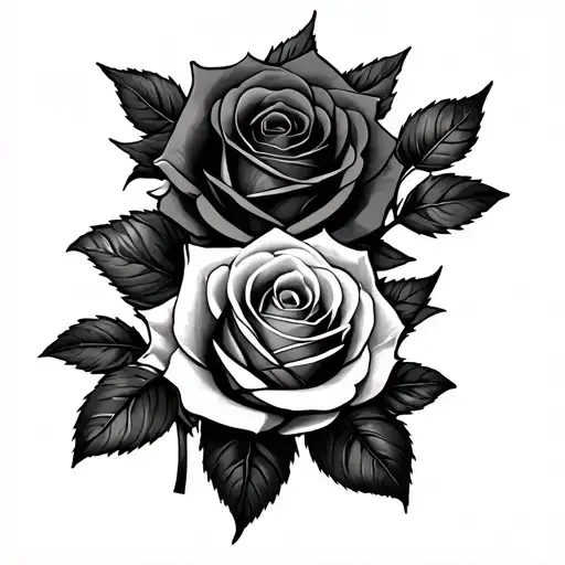 two roses intertwined tattoo design idea
