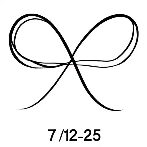 infinity symbol with date 7-12-25 inside tattoo design idea