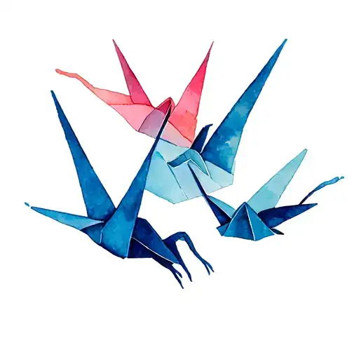 three paper crane tattoo design idea