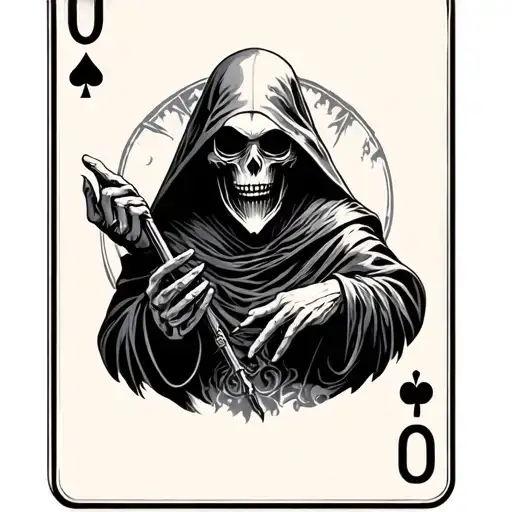 GRIM REAPER SHUFFLING PLAYING  CARDS tattoo design idea