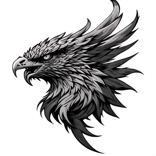 angry Phoenix head tattoo design idea